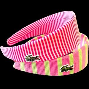 Lacoste Headband Authentic New Bundle of 2 striped pink color